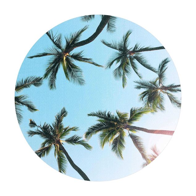 Vinyl Floor Mat round - Gigantic Palm Trees In The Sky