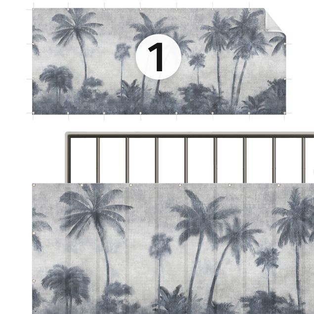 Privacy screen mat Palm Tree Chain In Blue