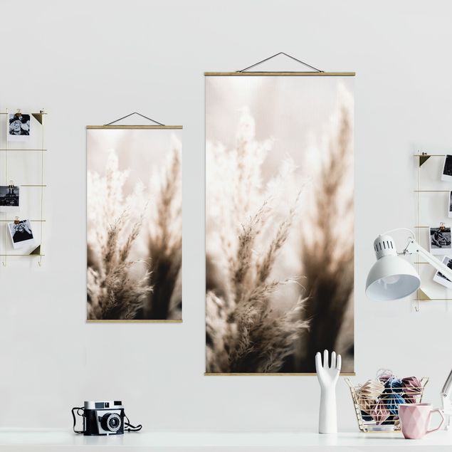 Fabric print with poster hangers - Pampas Grass In The Shadow - Portrait format 1:2
