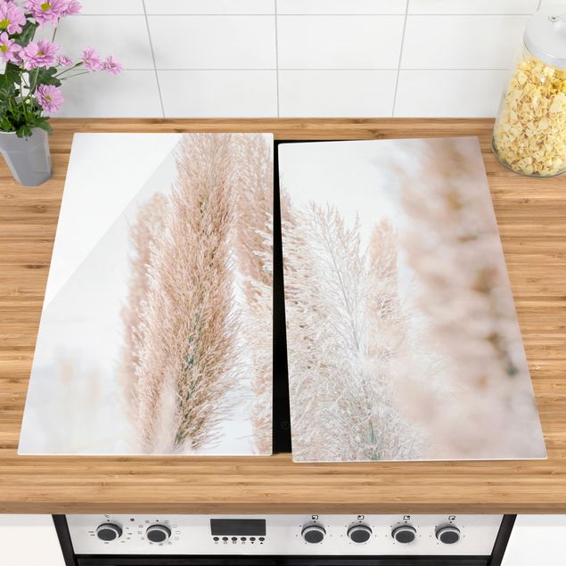 Stove top covers - Pampas Grass In White Light