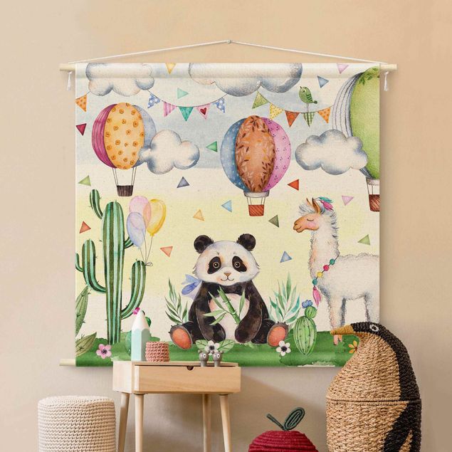 tapestry wall hanging Panda And Lama Watercolour