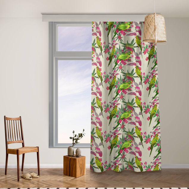 modern curtains for living room Parrots And Flowers