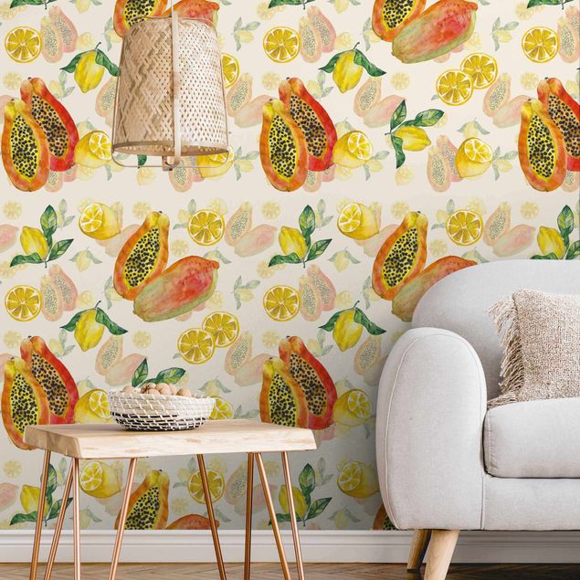 Wallpapers Papayas And Lemons - Roll