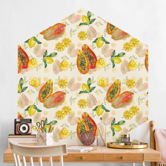 Hexagonal wallpapers Papayas And Lemons