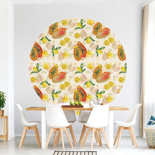Self-adhesive round wallpaper - Papayas And Lemons