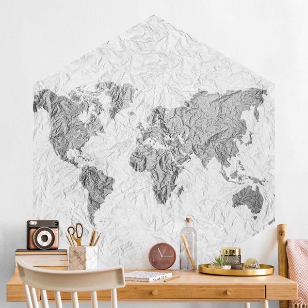 Wallpapers Paper World Map White Gray