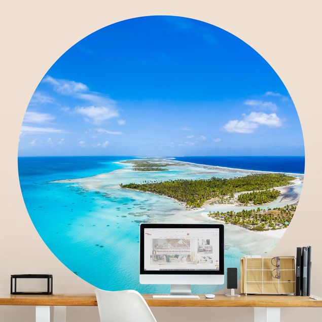 Self-adhesive round wallpaper - Paradise On Earth