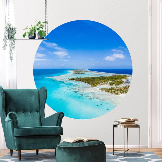 Self-adhesive round wallpaper - Paradise On Earth