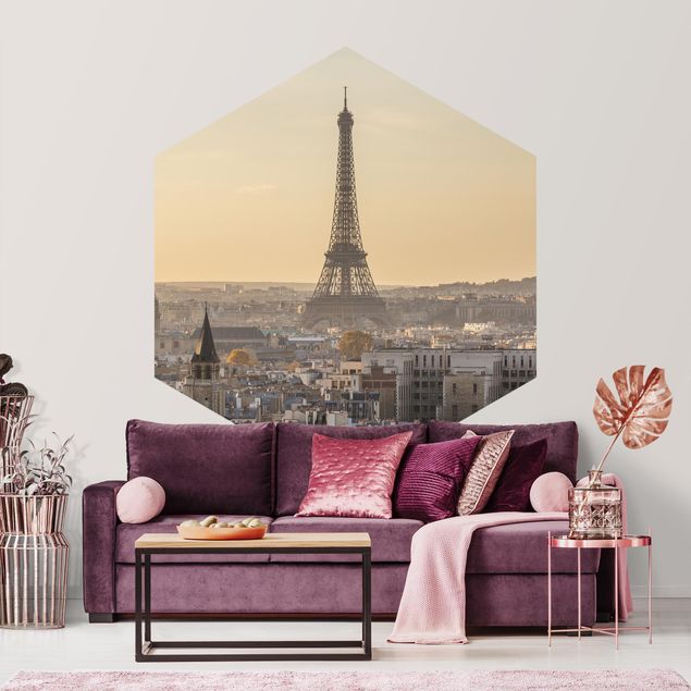 Self-adhesive hexagonal pattern wallpaper - Paris at Dawn