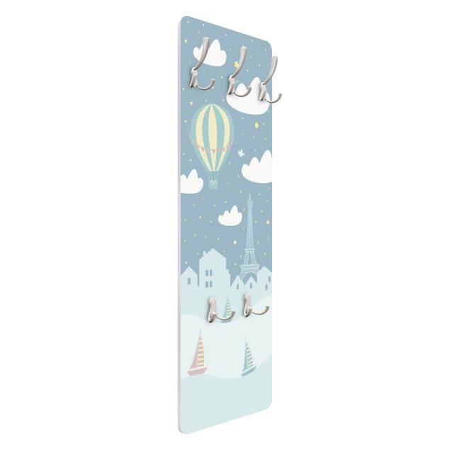 Coat rack kids - Paris With Stars And Hot Air Balloon