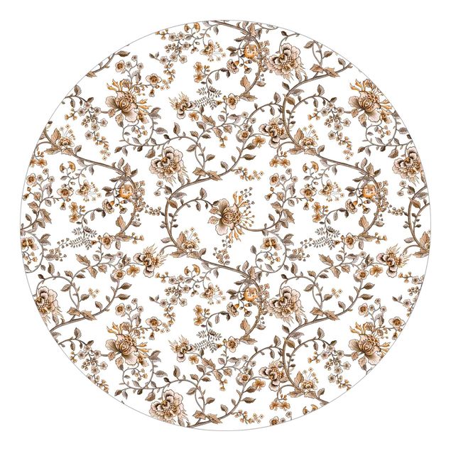 Self-adhesive round wallpaper - Pastel Flower Tendrils Dried