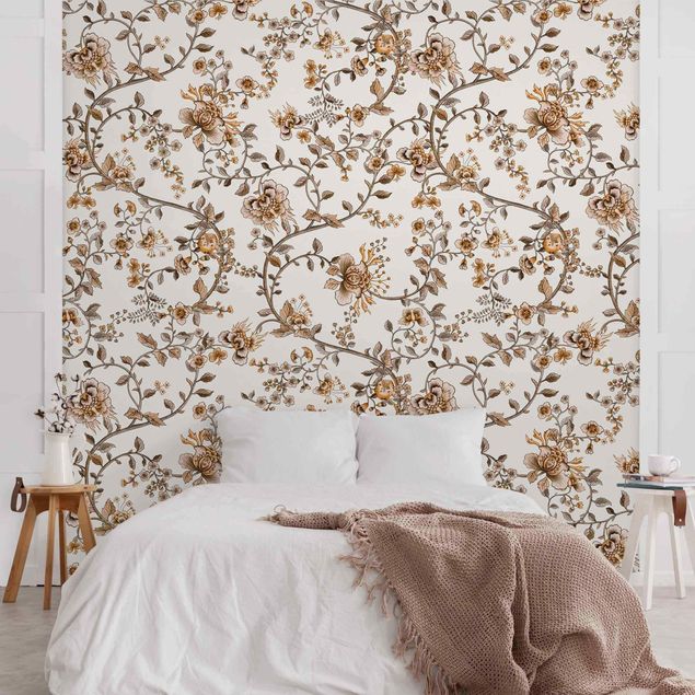 Wallpaper - Pastel Flower Tendrils Dried
