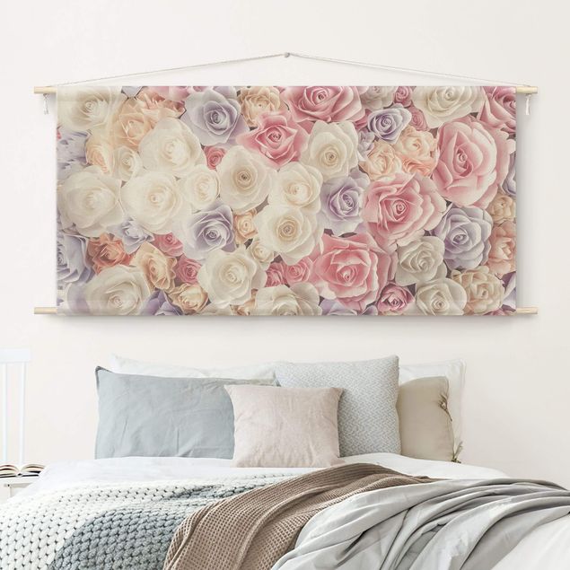 modern tapestry wall hanging Pastel Paper Art Roses