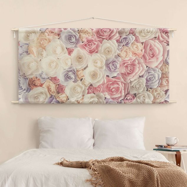 extra large wall tapestry Pastel Paper Art Roses