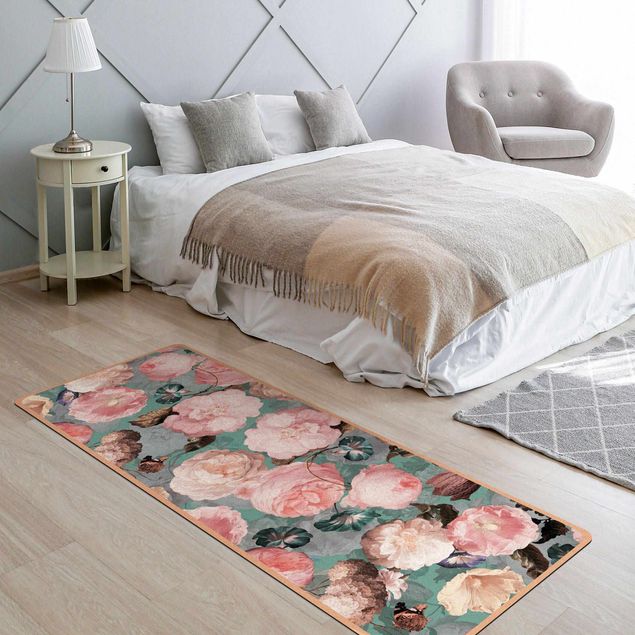 Blue rugs Pastel Dream Of Roses On Blue