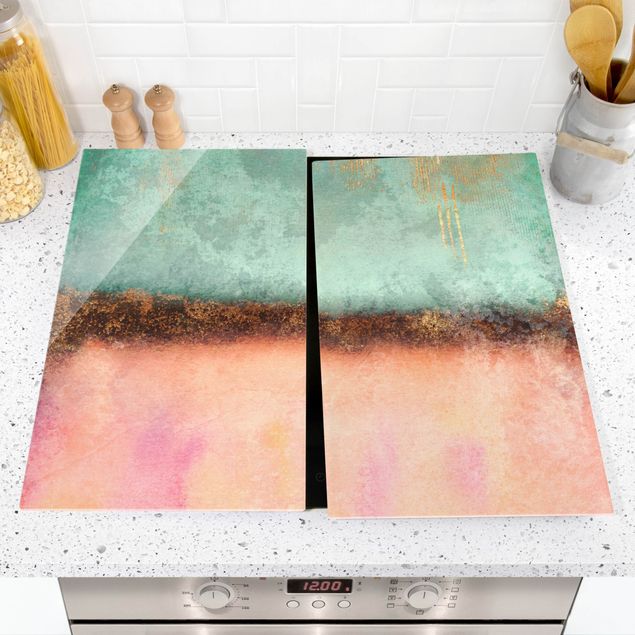 Stove top covers - Pastel Summer With Gold