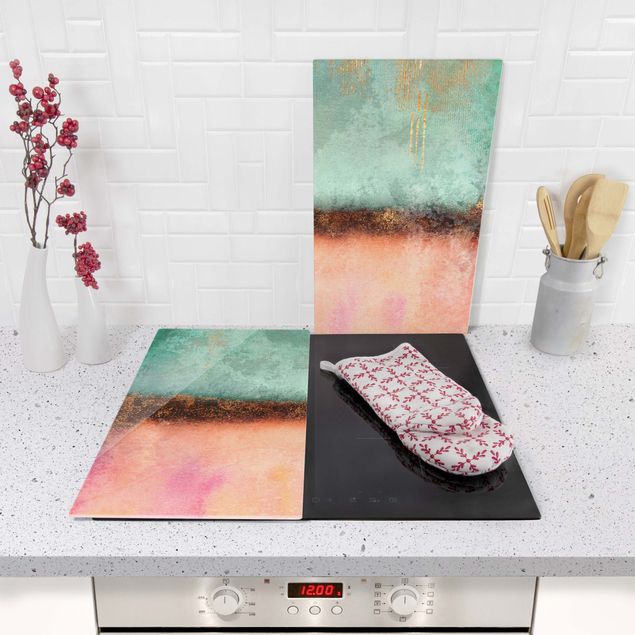 Stove top covers - Pastel Summer With Gold