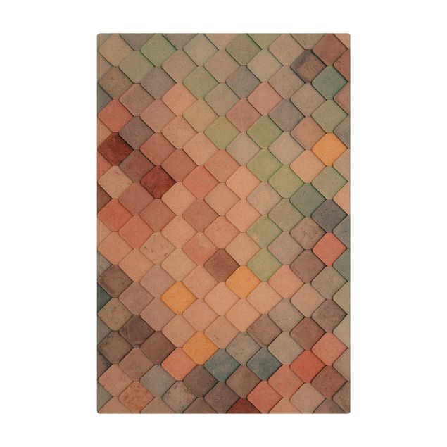Cork mat - Pastel Coloured Stone Scales Of Fish - Portrait format 2:3