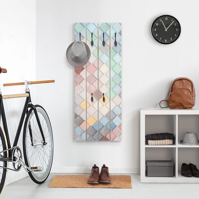 Wooden coat rack - Pastel Coloured Stone Scales Of Fish
