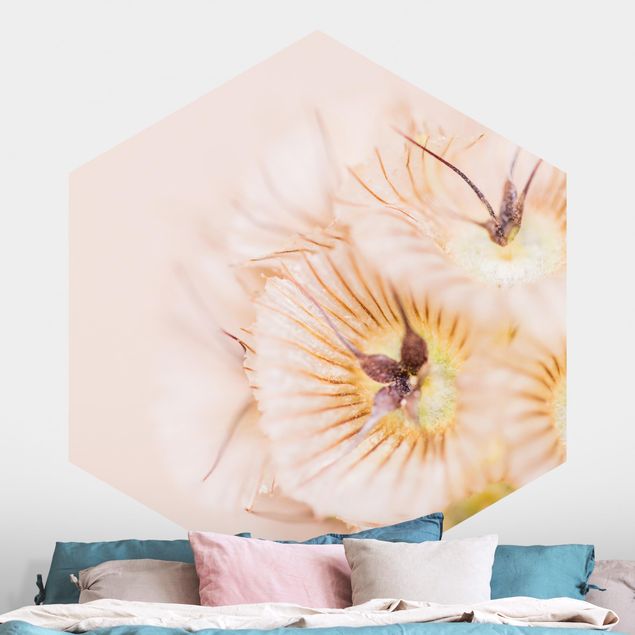 Self-adhesive hexagonal wall mural Pastel Bouquet of Flowers