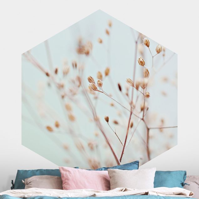 Hexagonal wallpapers Pastel Buds On Wild Flower Twig