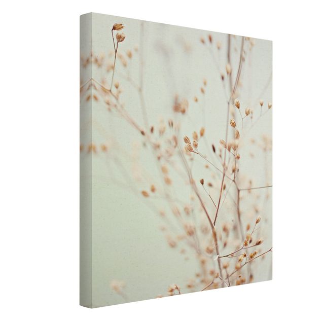 Natural canvas print - Pastel Buds On Wild Flower Twig - Portrait format 3:4