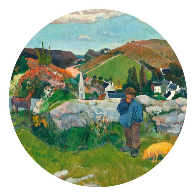 Self-adhesive round wallpaper - Paul Gauguin - The Swineherd