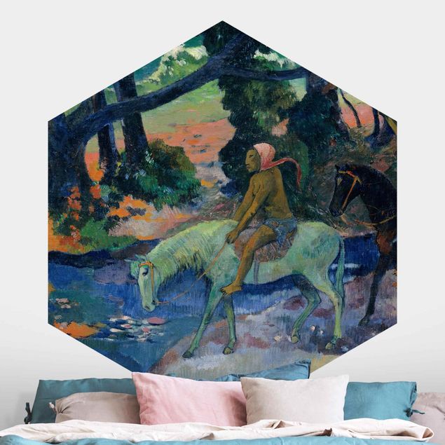 Hexagonal wall mural Paul Gauguin - Flight