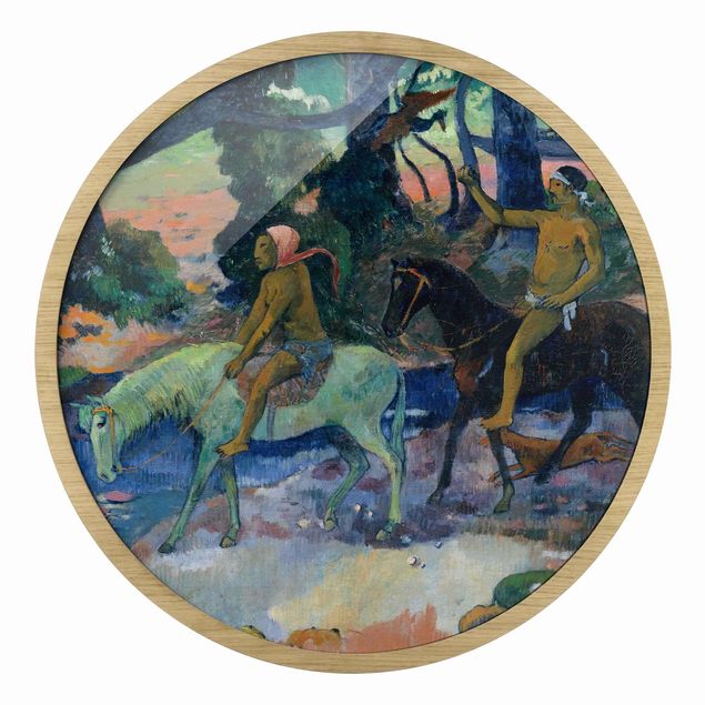 Circular framed print - Paul Gauguin - Flight