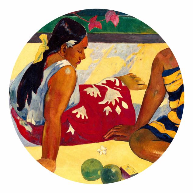 Self-adhesive round wallpaper - Paul Gauguin - Parau Api (Two Women Of Tahiti)