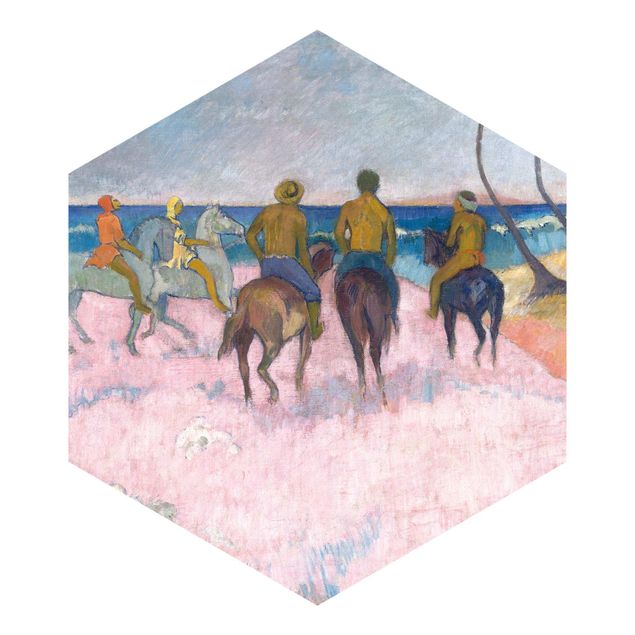 Self-adhesive hexagonal pattern wallpaper - Paul Gauguin - Riders On The Beach