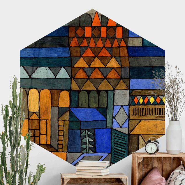 Hexagonal wall mural Paul Klee - Incipient Cool