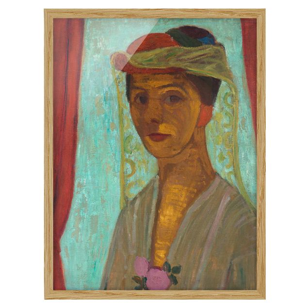 Framed poster - Paula Modersohn-Becker - Self-Portrait with a Hat and Veil