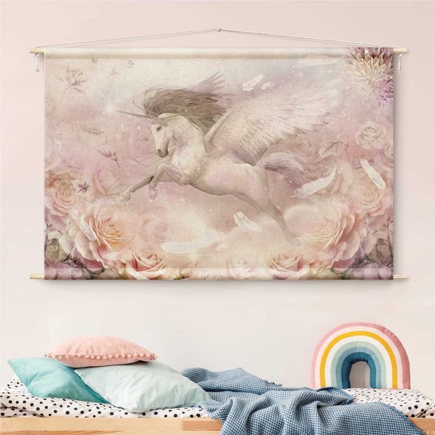 wall hangings Pegasus Unicorn With Roses