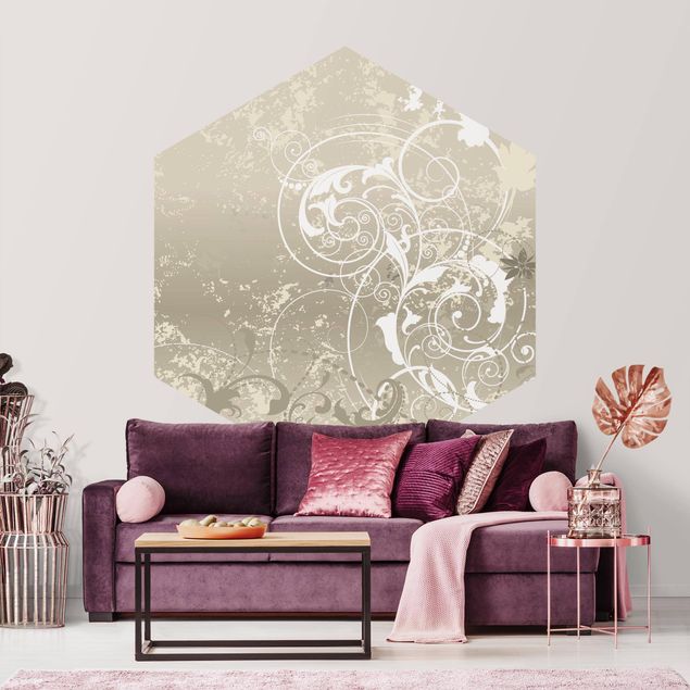 Self-adhesive hexagonal pattern wallpaper - Mother Of Pearl Ornament Design