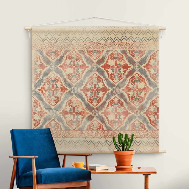 modern wall tapestry Persian Vintage Pattern In Indigo II