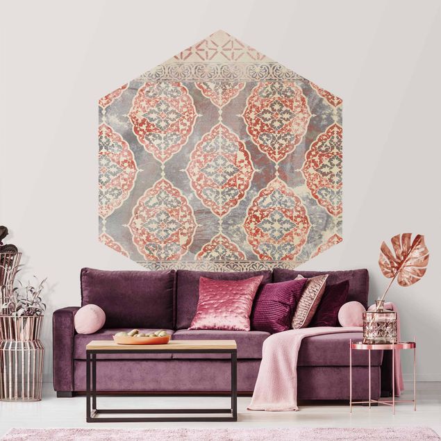 Self-adhesive hexagonal pattern wallpaper - Persian Vintage Pattern In Indigo III