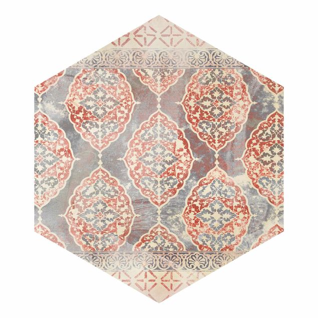 Self-adhesive hexagonal pattern wallpaper - Persian Vintage Pattern In Indigo III
