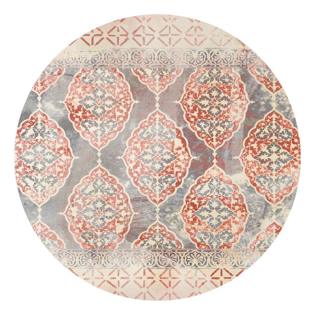 Self-adhesive round wallpaper - Persian Vintage Pattern In Indigo III