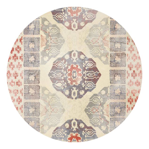 Self-adhesive round wallpaper - Persian Vintage Pattern In Indigo