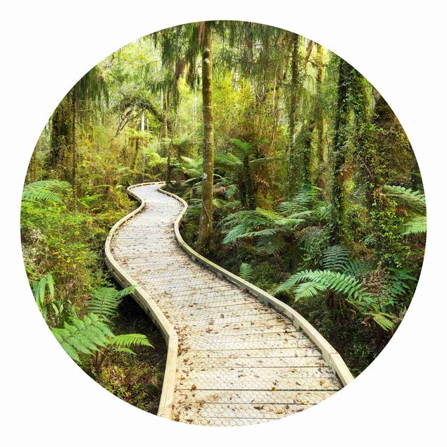 Self-adhesive round wallpaper forest - Path In The Jungle