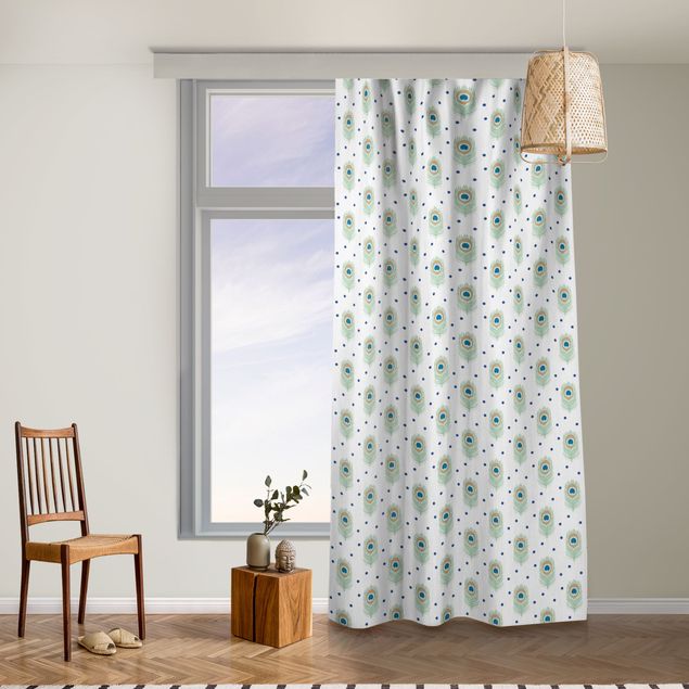contemporary curtains Peacock Feathers And Dots