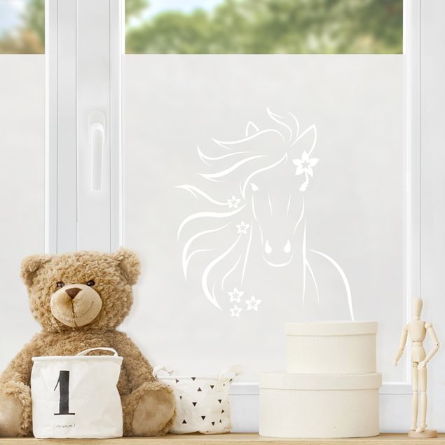 Window film - Horse With Flowers