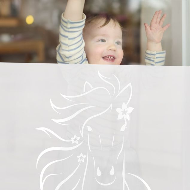 Window film - Horse With Flowers