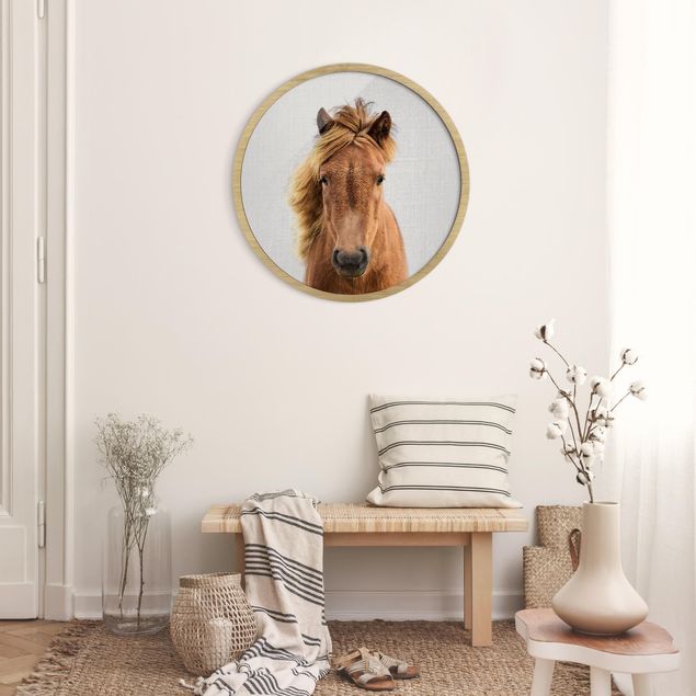 Circular framed print - Horse Pauline