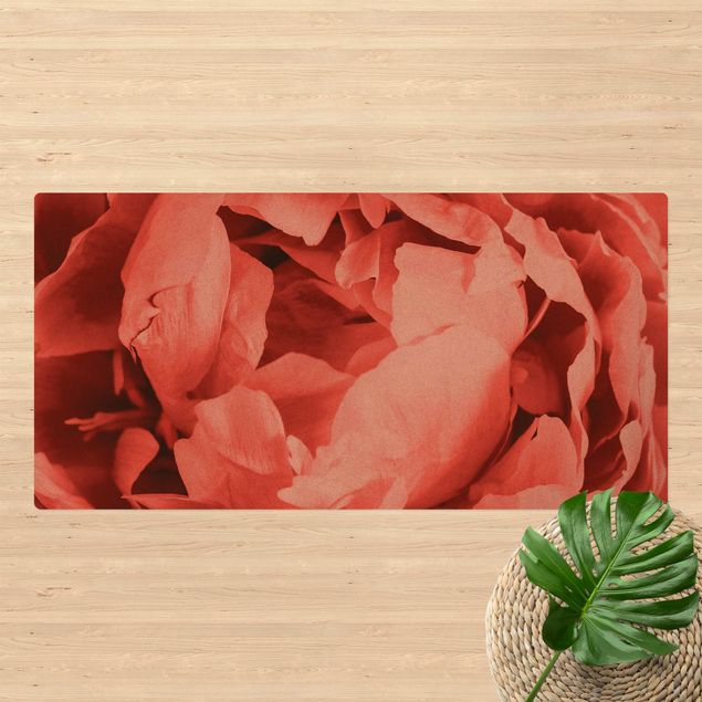 kitchen runner rugs Peony Blossom Coral
