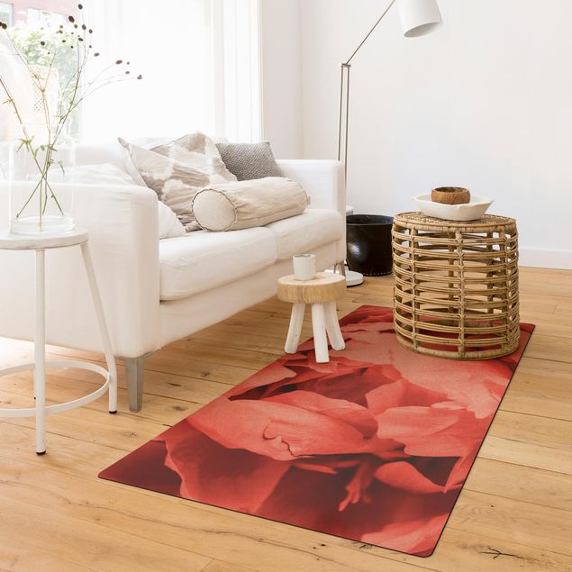 Flower Rugs Peony Blossom Coral