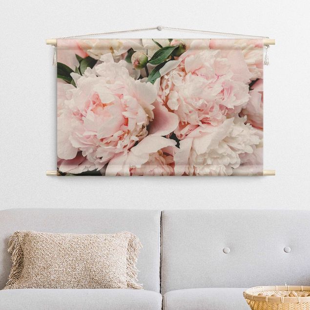 tapestry wall hanging Peonies Light Pink