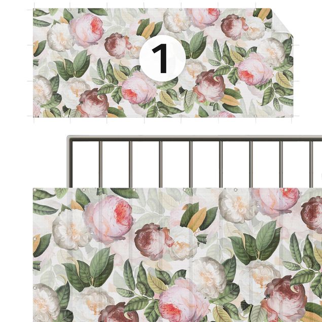 Privacy screen mat Peonies With Leaves