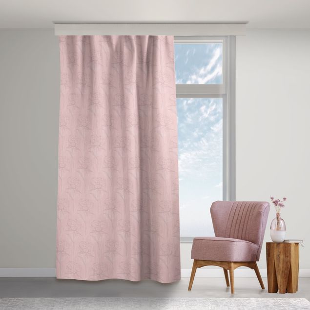 modern curtains for living room Peony Pattern - Pale Pink